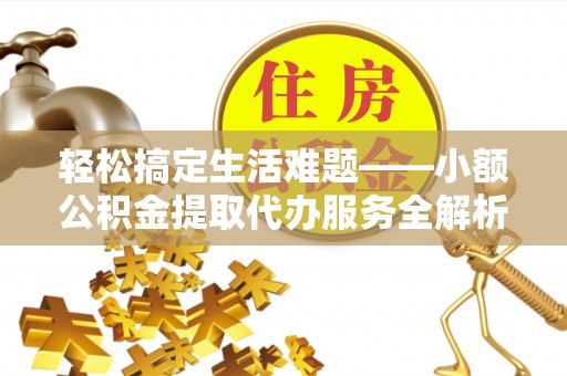 罗甸轻松搞定生活难题——小额公积金提取代办服务全解析