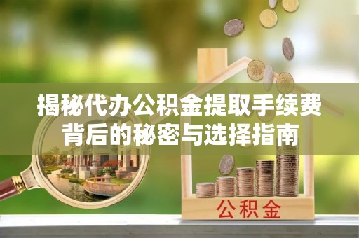 罗甸揭秘代办公积金提取手续费背后的秘密与选择指南