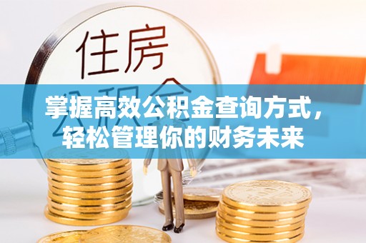 罗甸掌握高效公积金查询方式，轻松管理你的财务未来