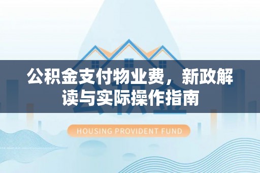 罗甸公积金支付物业费，新政解读与实际操作指南