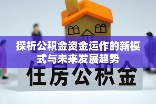 罗甸探析公积金资金运作的新模式与未来发展趋势